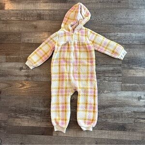 Carter's Pink and Yellow Plaid Hooded Romper